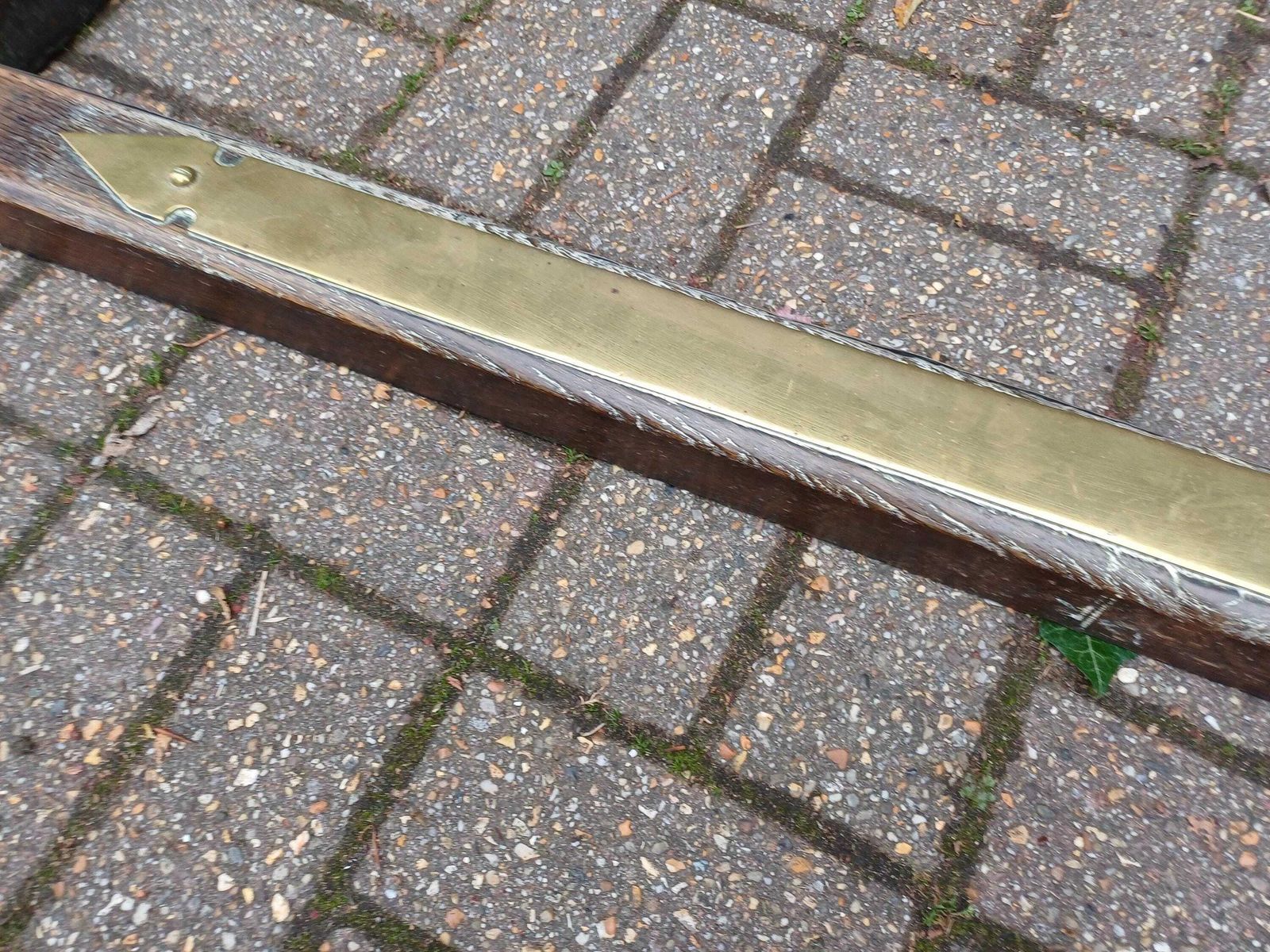 Antique Oak & Brass Fireplace Fender C. 1850 Hearth Curb Rail, Country House Chimneypiece Guard, Victorian Edwardian Brassware photo buy
