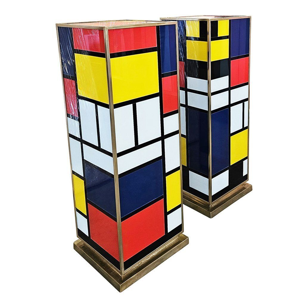 Decorative Columns In Brass And Murano Glass, 1980s, Set Of 2 photo furniture