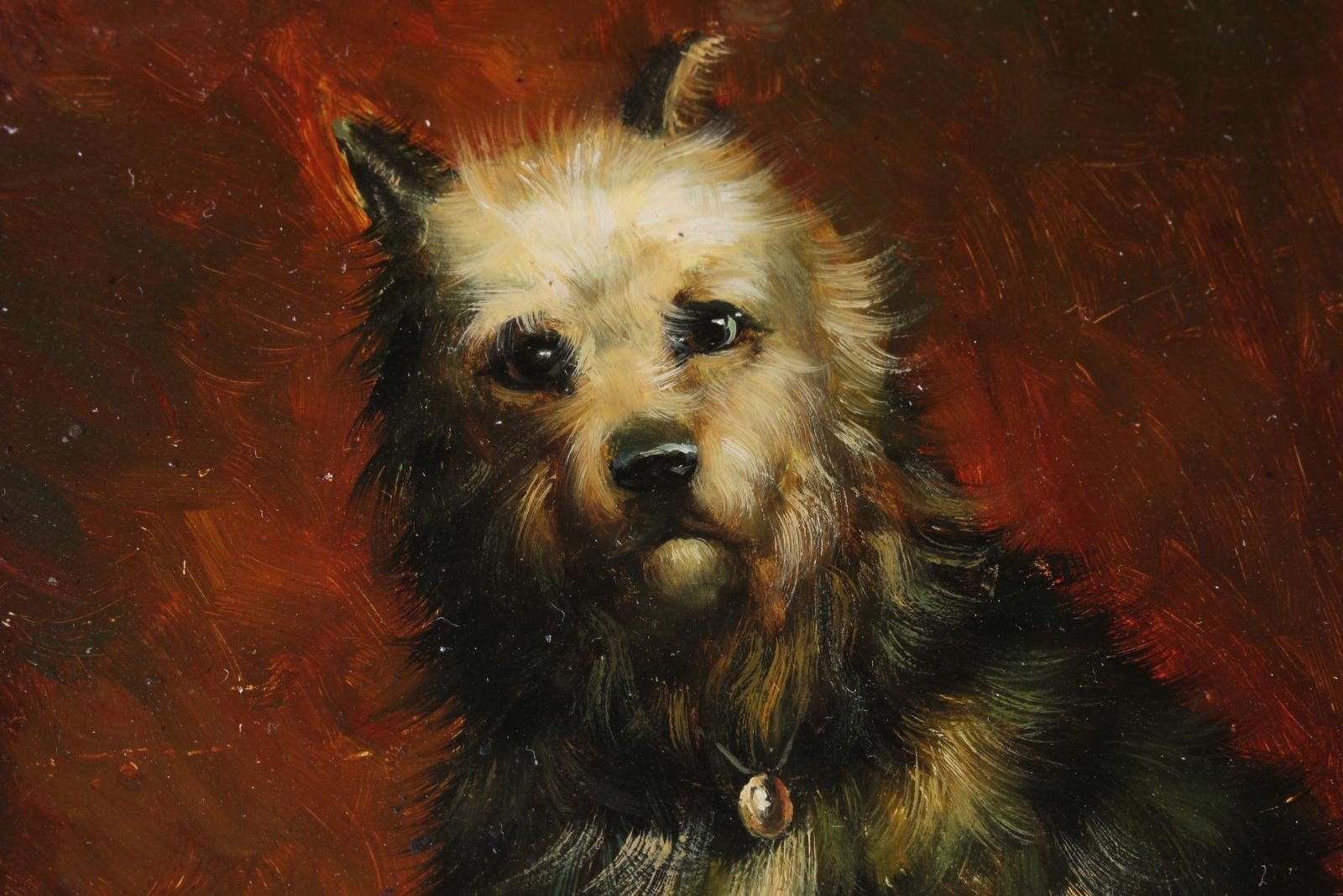 The Artist's Dog Oil Painting. Terrier Portrait. 19th Century Artwork. photo for sale