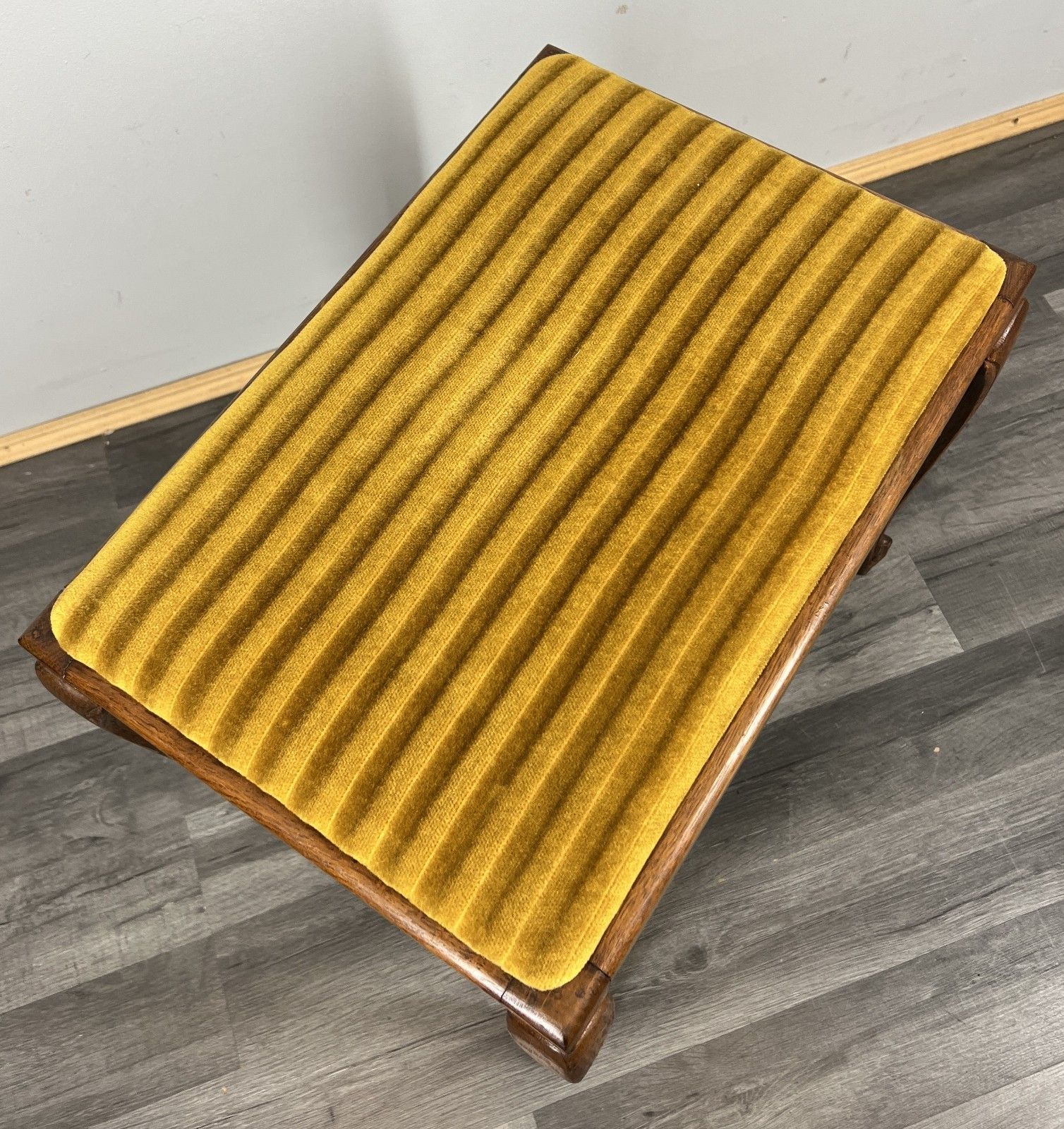 Footstool Vintage French Louis Style Oak Table Stool Upholstered Seat Lot 4422 photo vintage