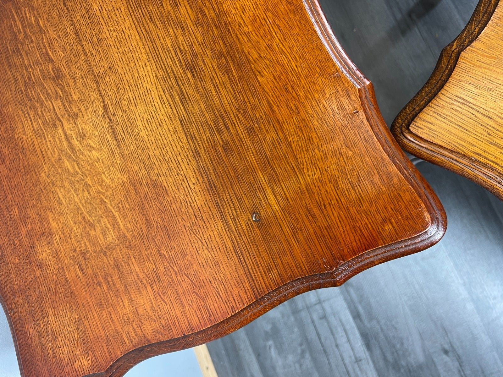 photo furniture Vintage French Louis XIV Oak Set Of Three Nested Carved Tables Lot 4426