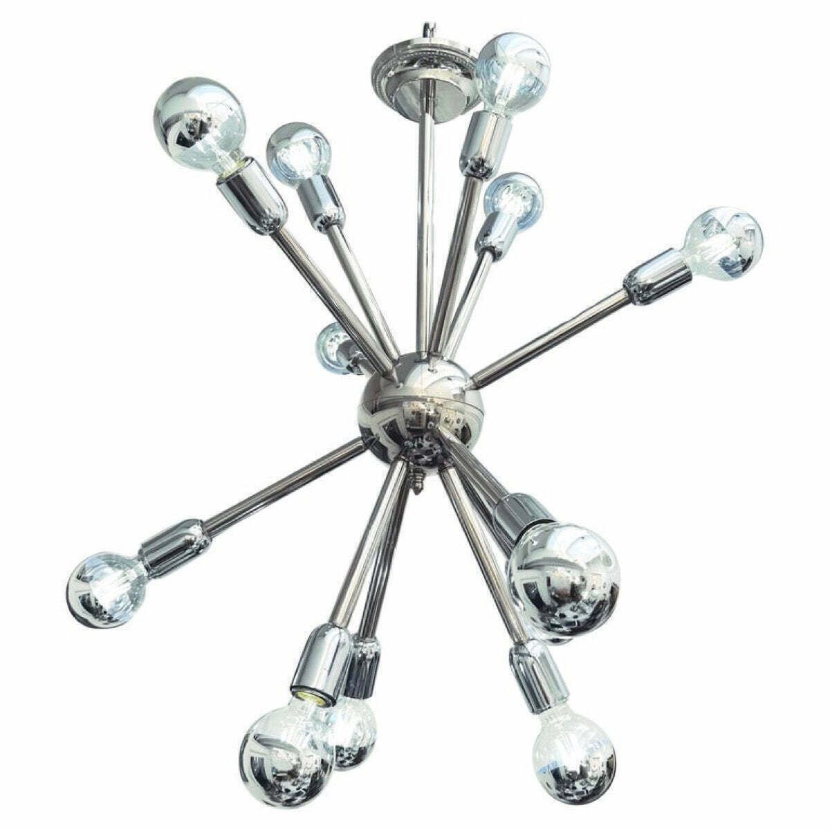 1970s Space Age Chrome 11 Arm Sputnik Ceiling Light