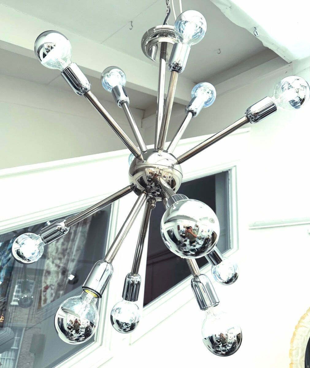 1970s Space Age Chrome 11 Arm Sputnik Ceiling Light photo buy
