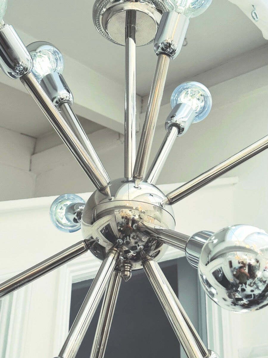 photo buy 1970s Space Age Chrome 11 Arm Sputnik Ceiling Light