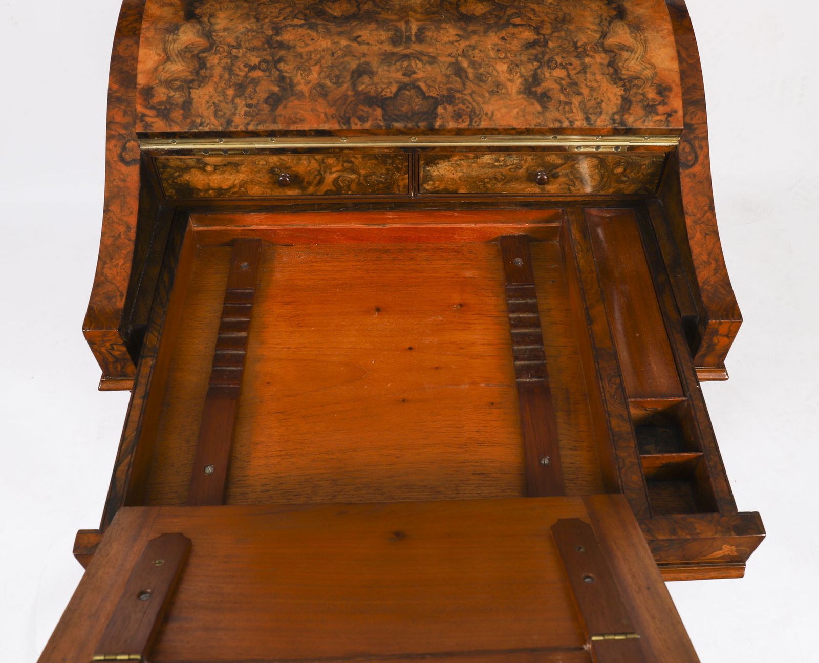 Victorian Burr Walnut & Inlaid Davenport Desk C.1860 19t Century photo vinterior