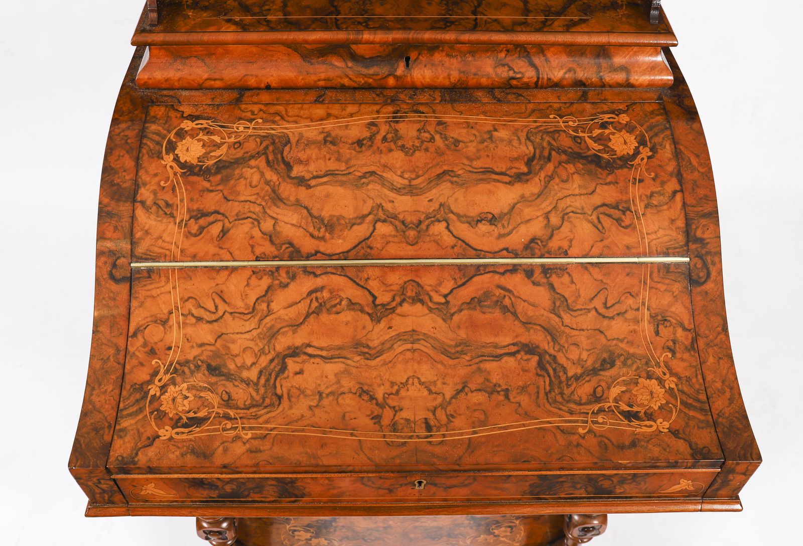 photo furniture Victorian Burr Walnut & Inlaid Davenport Desk C.1860 19t Century