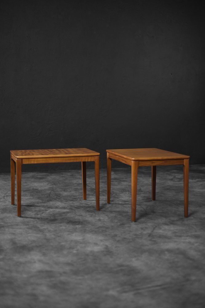 photo furniture Mid Century Scandinavian Modern Brown Teak Side Tables By Albert Larsson For Alberts Tibro, 1960s, Set Of 2