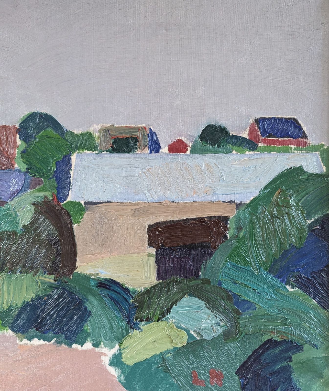 Oil Painting Hillside Houses, Modernist photo 1161.0