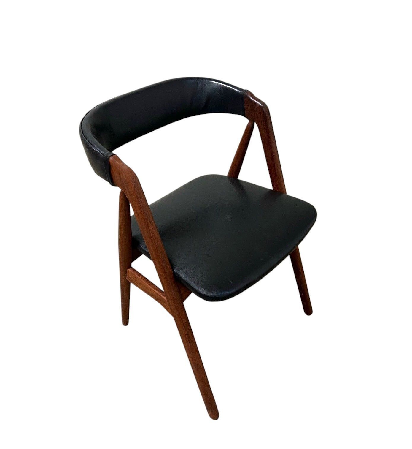 Danish Thomas Harlev Model 205 For Farstrup Teak And Black Vinyl Dining Desk Chair Mid Century 1950s photo Furniture
