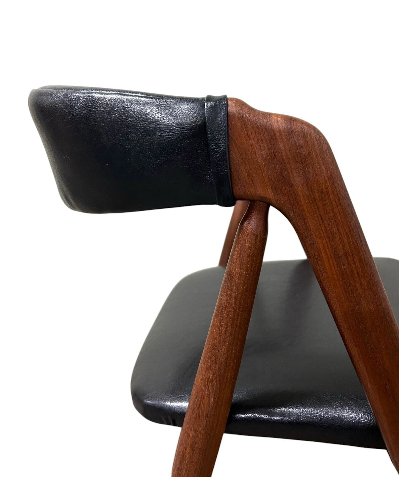 photo for sale Danish Thomas Harlev Model 205 For Farstrup Teak And Black Vinyl Dining Desk Chair Mid Century 1950s