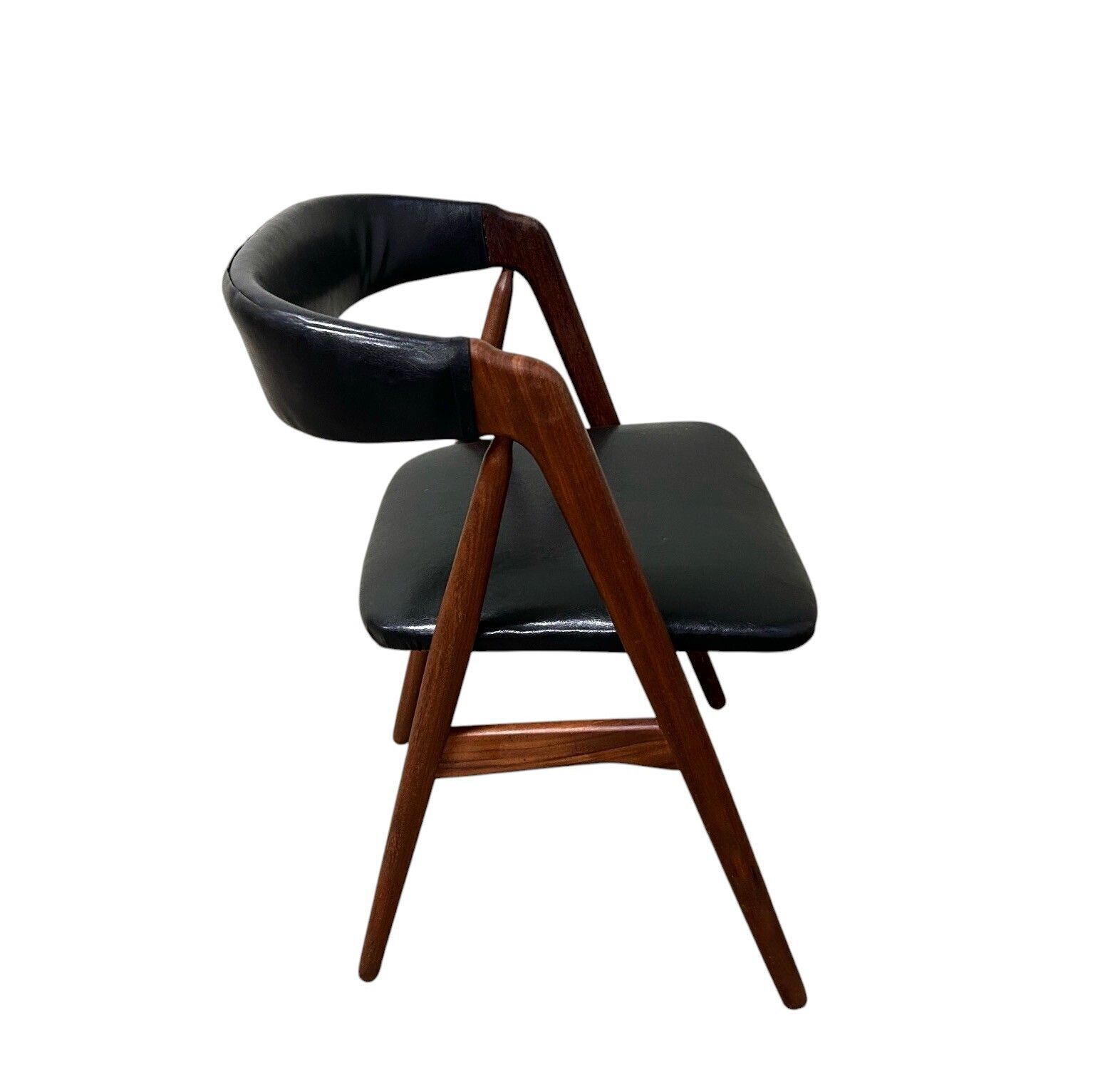 photo vinterior Danish Thomas Harlev Model 205 For Farstrup Teak And Black Vinyl Dining Desk Chair Mid Century 1950s
