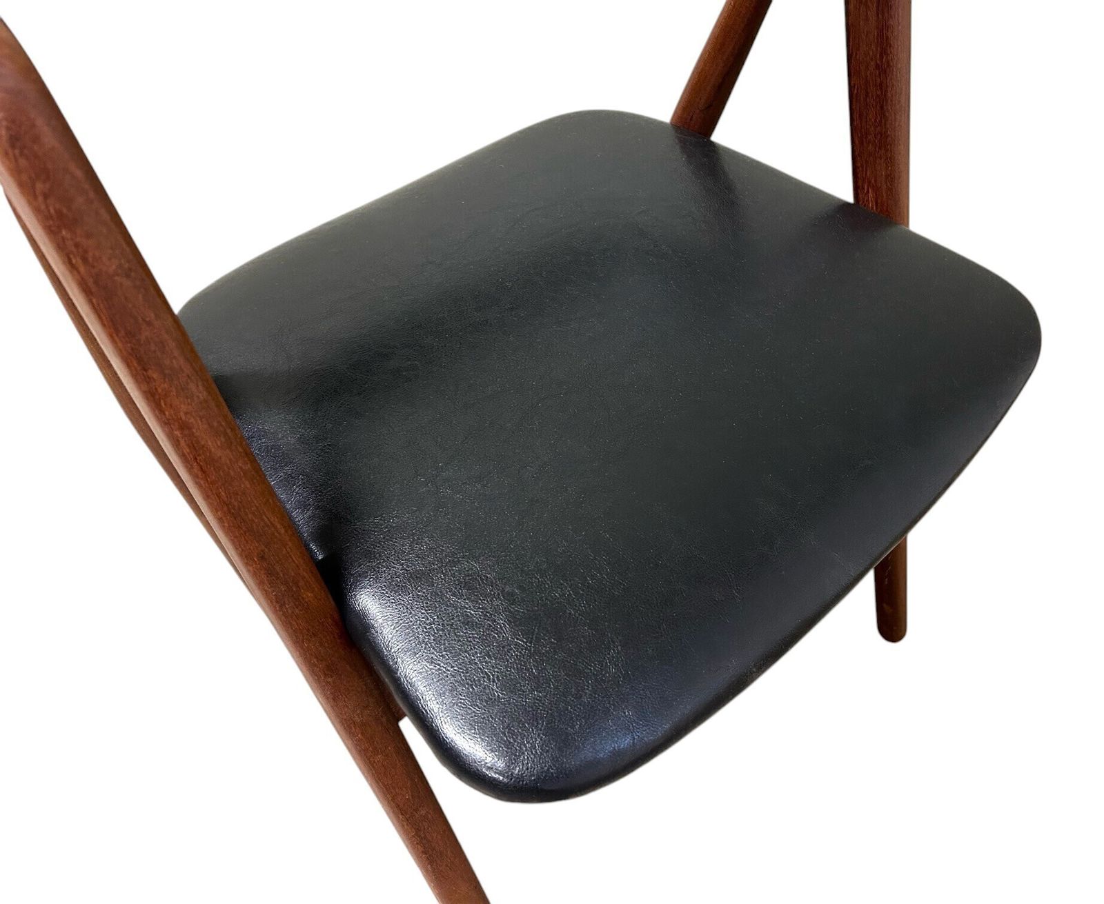 photo vintage Danish Thomas Harlev Model 205 For Farstrup Teak And Black Vinyl Dining Desk Chair Mid Century 1950s