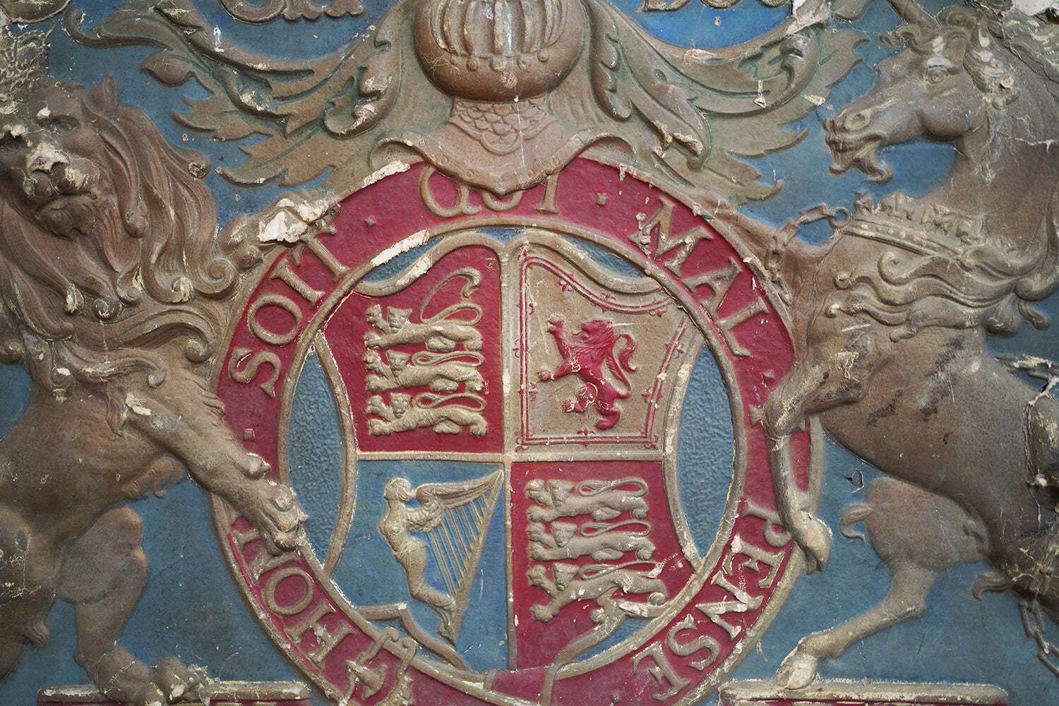 A George VI Polychrome Painted Card Coronation Coat Of Arms C.1936 photo Art