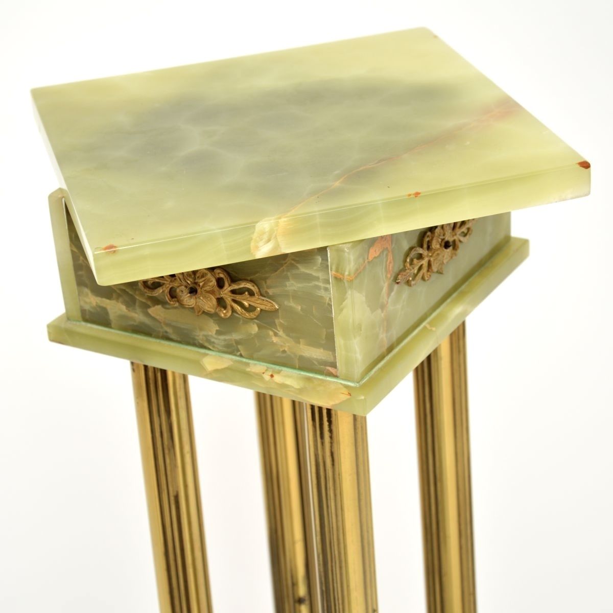 photo for sale Antique French Onyx And Brass Plant Stand Column