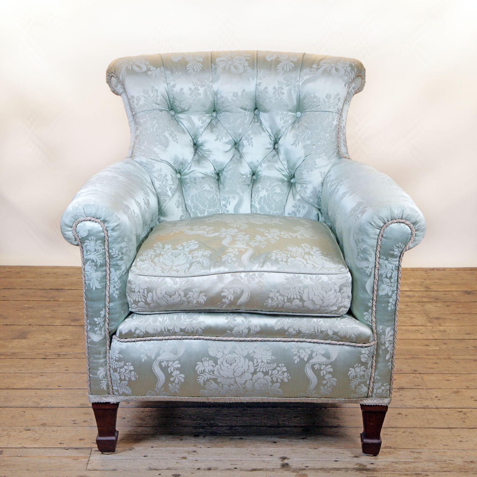 A 19th Century Armchair In Howard And Sons Woodstock Style Upholstered In A French Damask Fabric photo vinterior