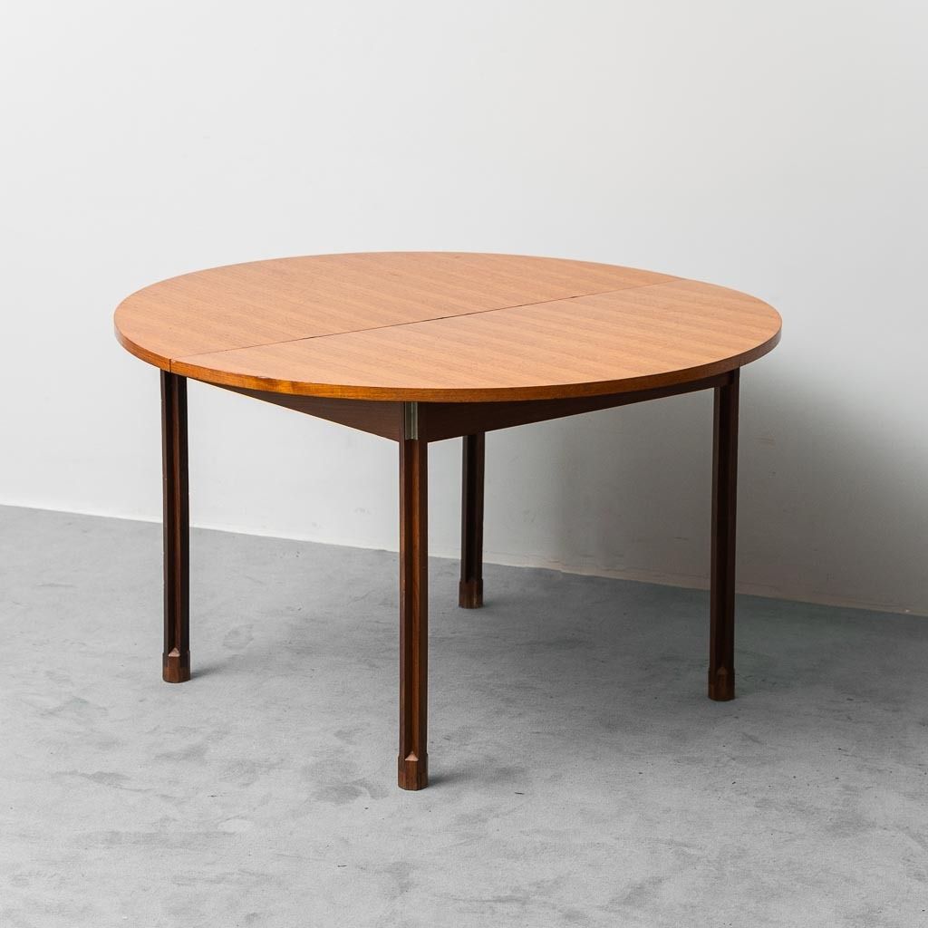 George Coslin 1960s Vintage Modern Antique Extendable Round Teak Dining Table photo for sale