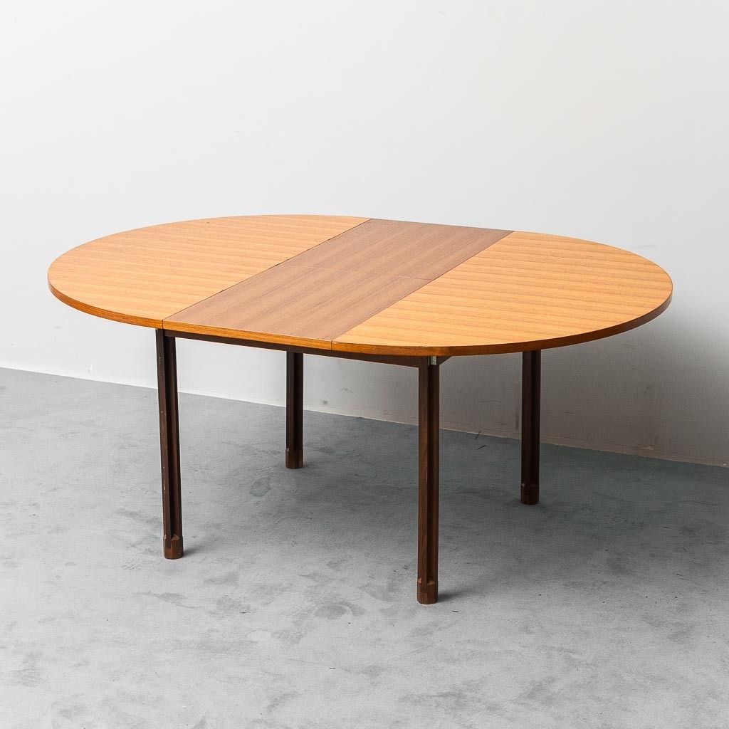 photo furniture George Coslin 1960s Vintage Modern Antique Extendable Round Teak Dining Table