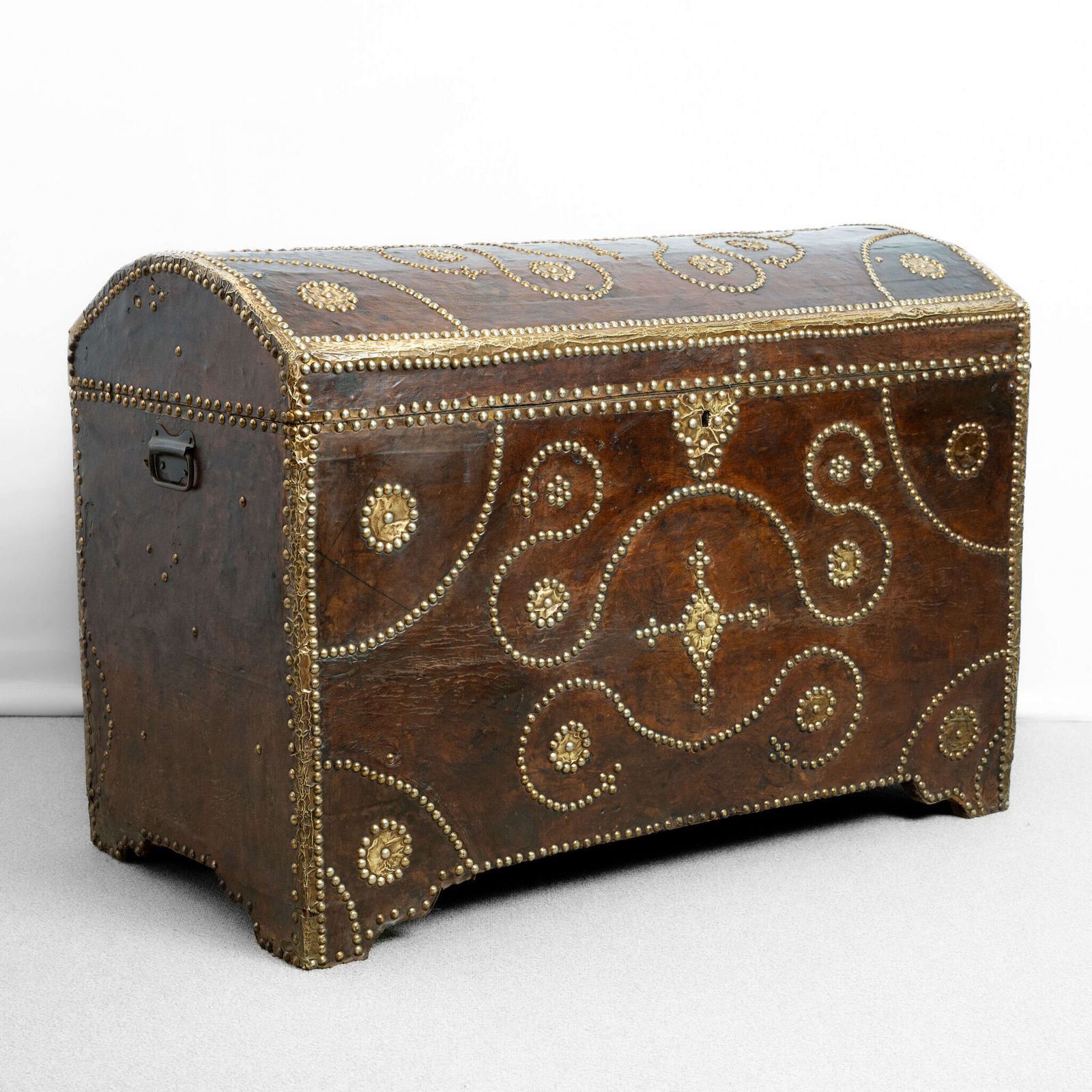 19th Century French Studded Leather Dome Top Chest photo 850.0
