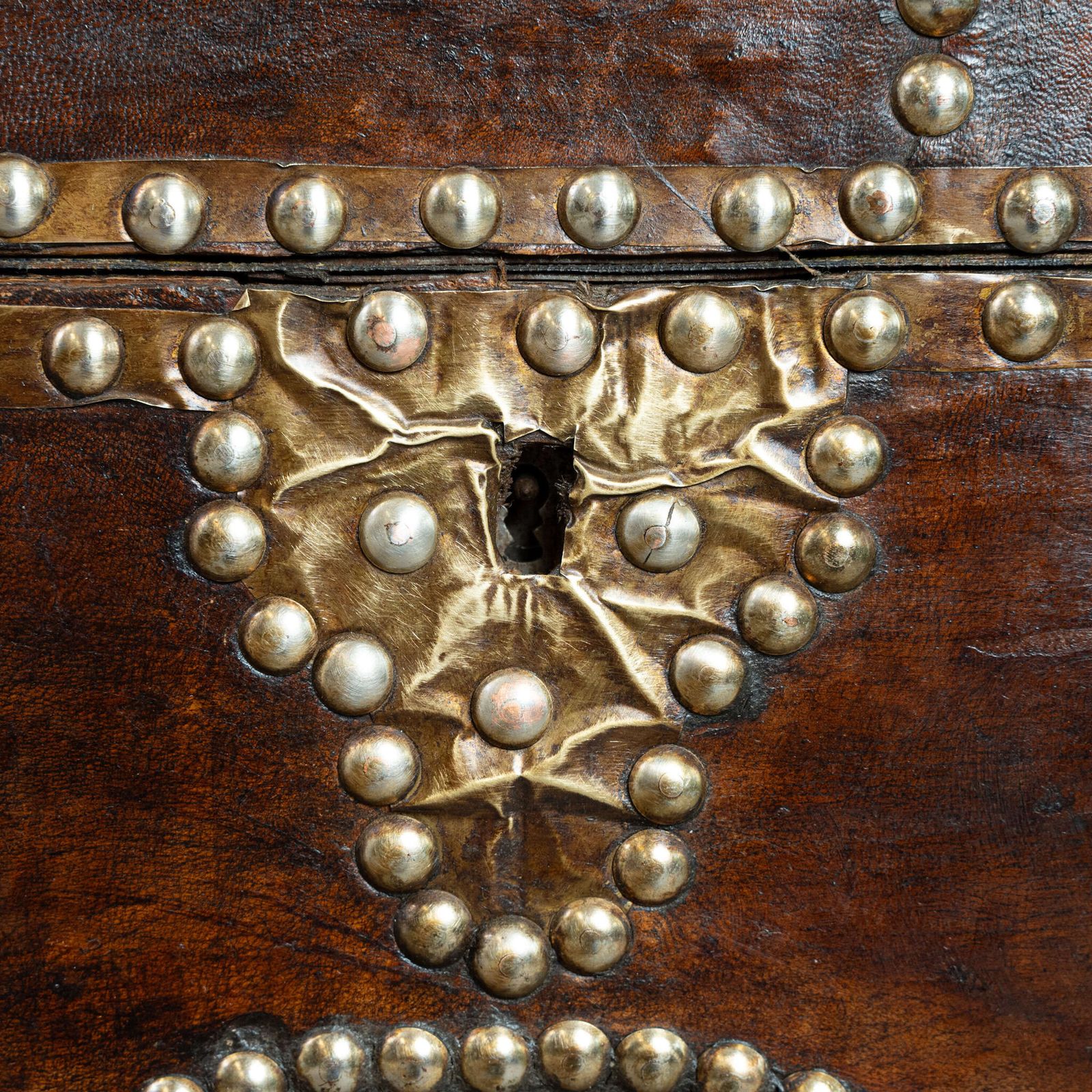 photo furniture 19th Century French Studded Leather Dome Top Chest