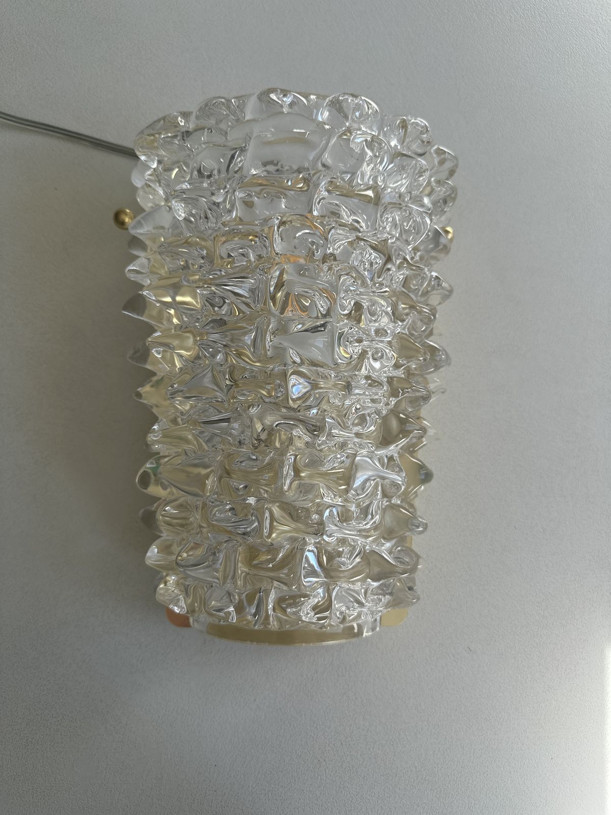 A Pair Barovier Style Art Deco Rostrato Clear Italian Murano Glass Wall Sconces photo for sale