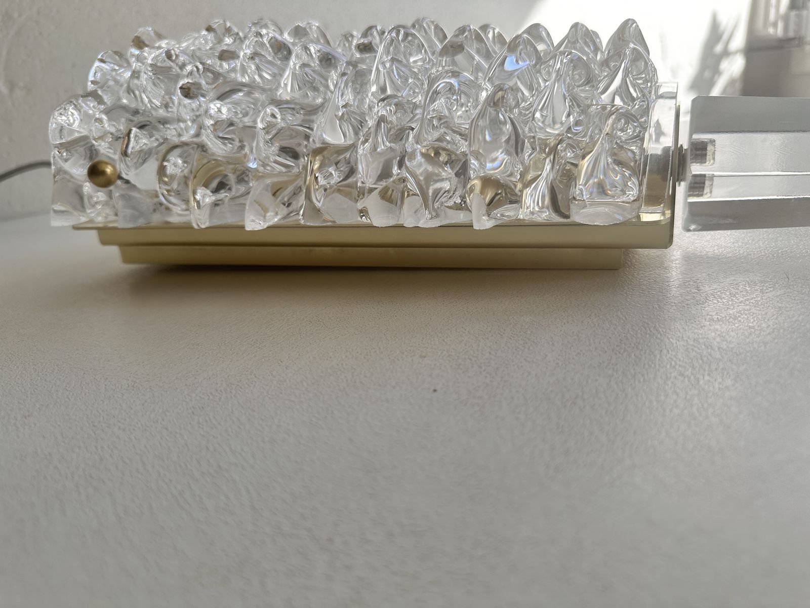 A Pair Barovier Style Art Deco Rostrato Clear Italian Murano Glass Wall Sconces photo Lighting