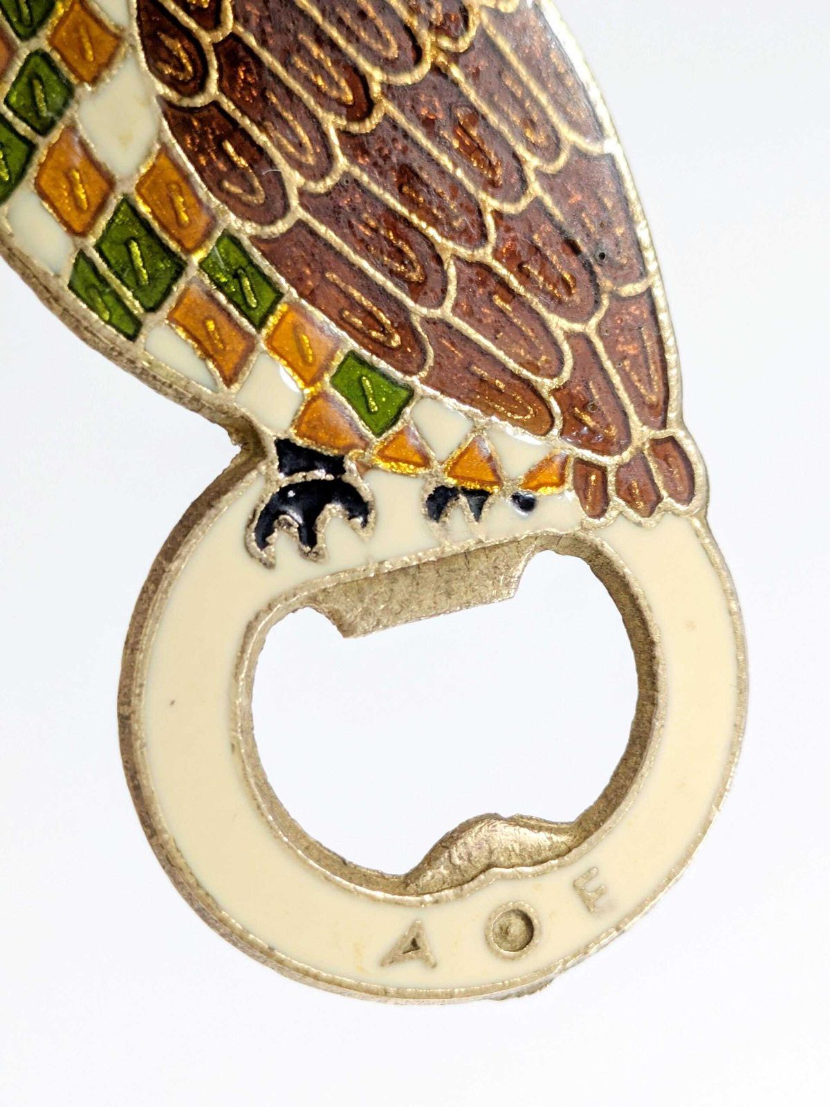 Vintage Greek Bronze Owl Bottle Opener: 1980s Enameled Athena Symbol Of Wisdom And Prosperity photo buy