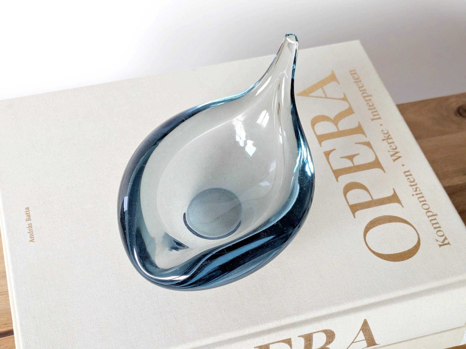 Midcentury Holmegaard Akva Glass Bowl By Per Lütken: Signed Danish Art Glass In Aqua Blue photo for sale