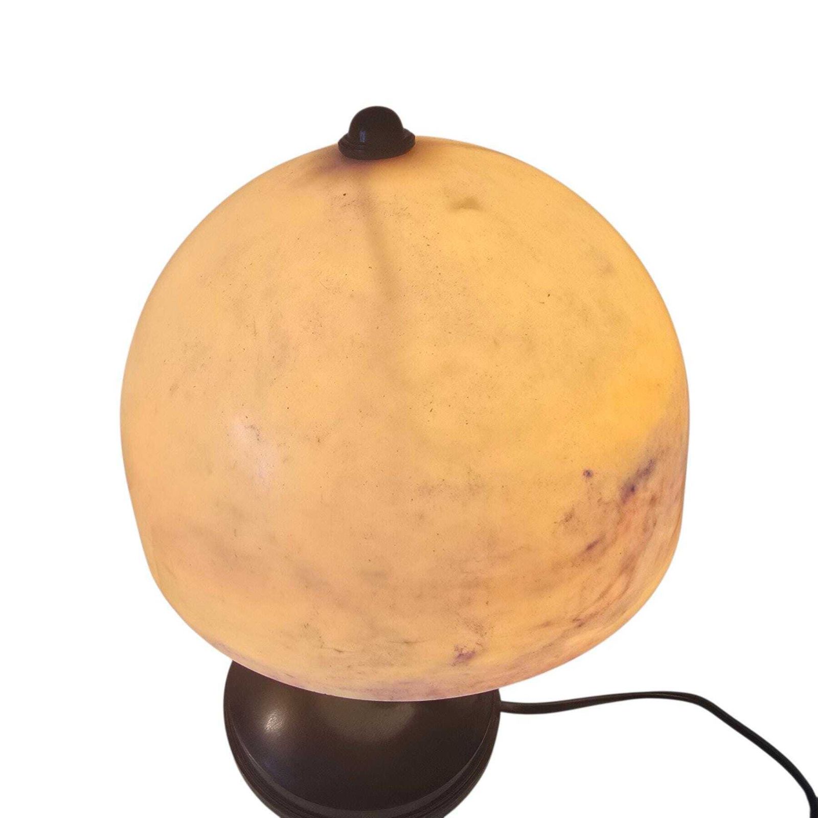 266.0 Vintage Zeldzame Bakelieten Paddenstoellamp, Art Deco Stijl, Bruine Voet Met Gemarmerde Bakelieten Kap – Prijs Is Per Lamp photo