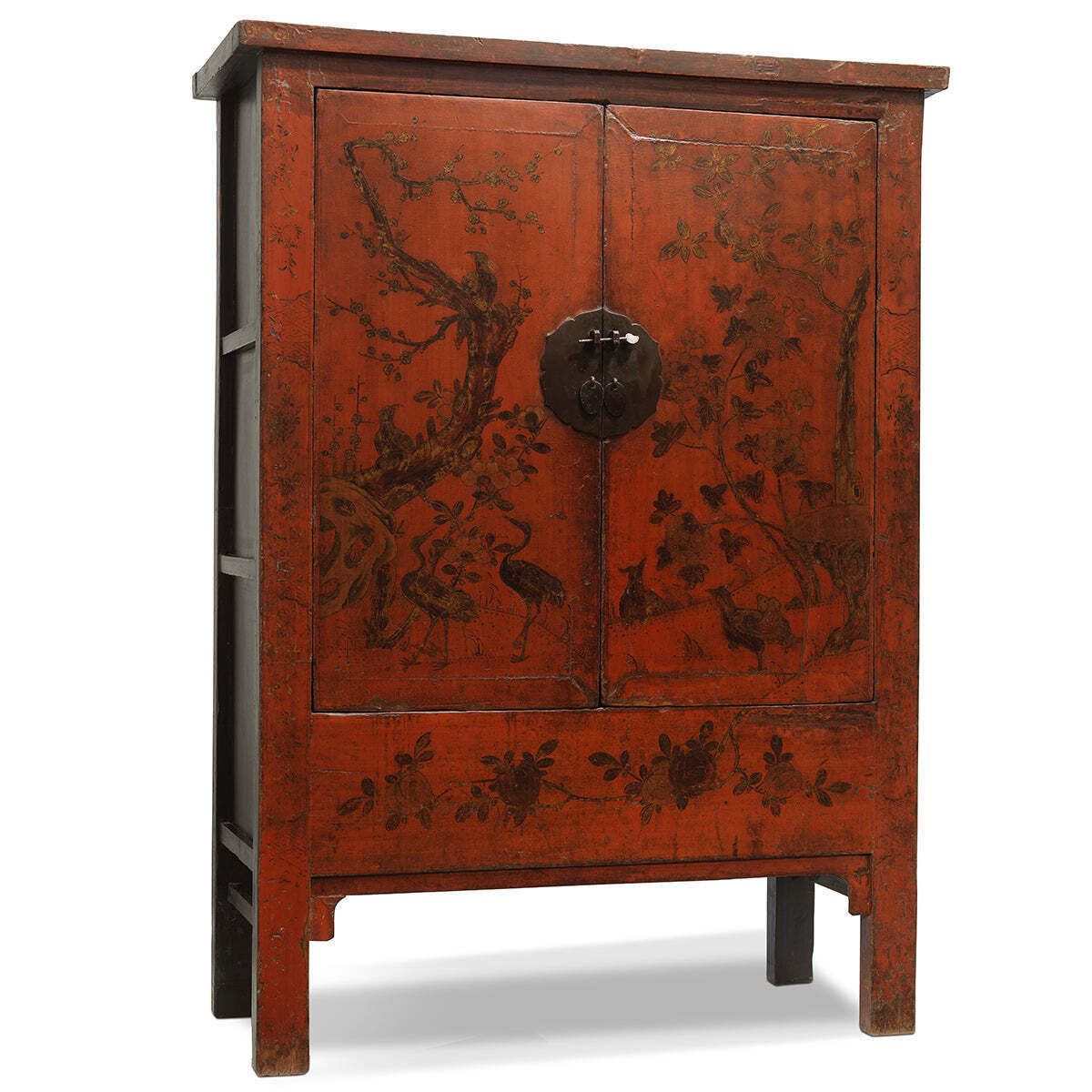 Red And Gold Wedding Cabinet With Birds