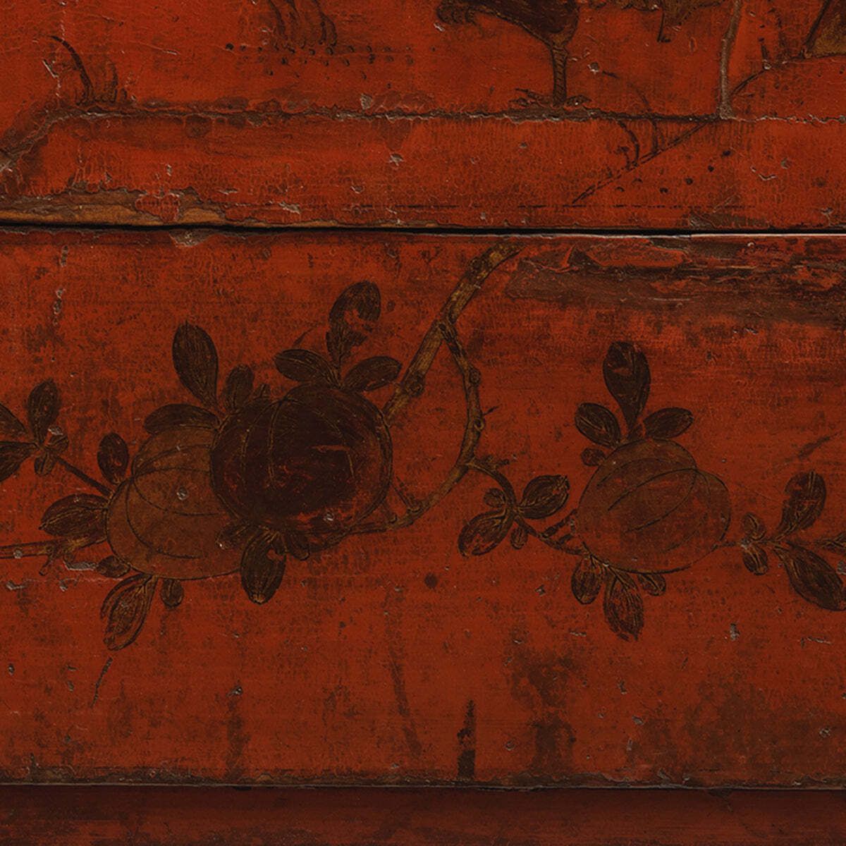 photo furniture Red And Gold Wedding Cabinet With Birds
