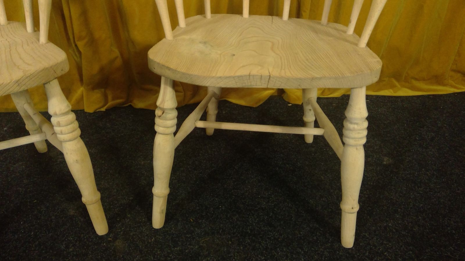 A Good Pair Of Matched Antique Captains Chairs In A Natural Raw Finish photo Furniture