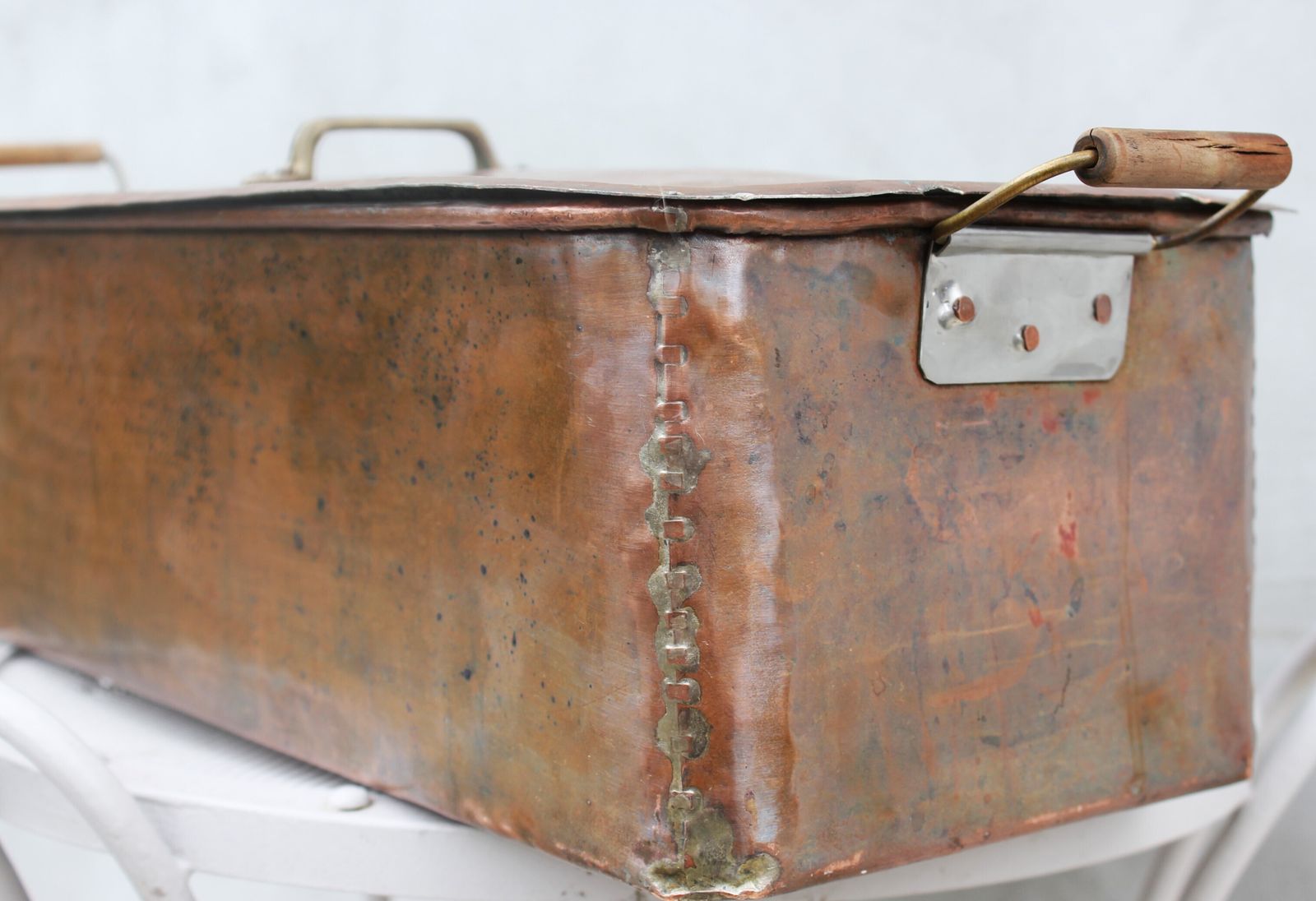 Home Decor Large 19th Century French Copper Fish Poacher With Lid – Hand Hammered Tin Lined Culinary Vessel photo