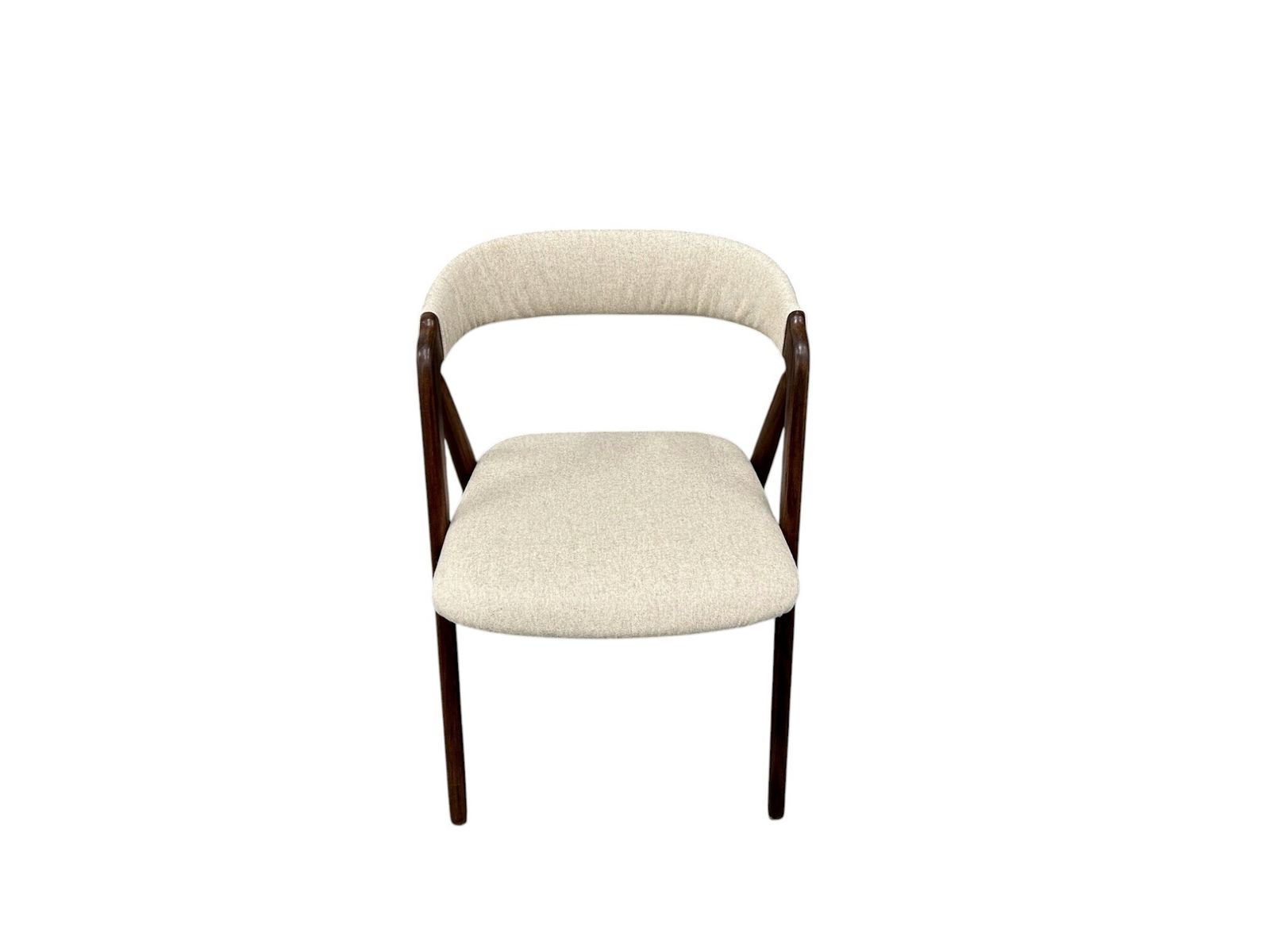 Danish Thomas Harlev For Farstrup Model 205 Teak & Cream Wool Dining Desk Chair Mid Century 1950s photo for sale