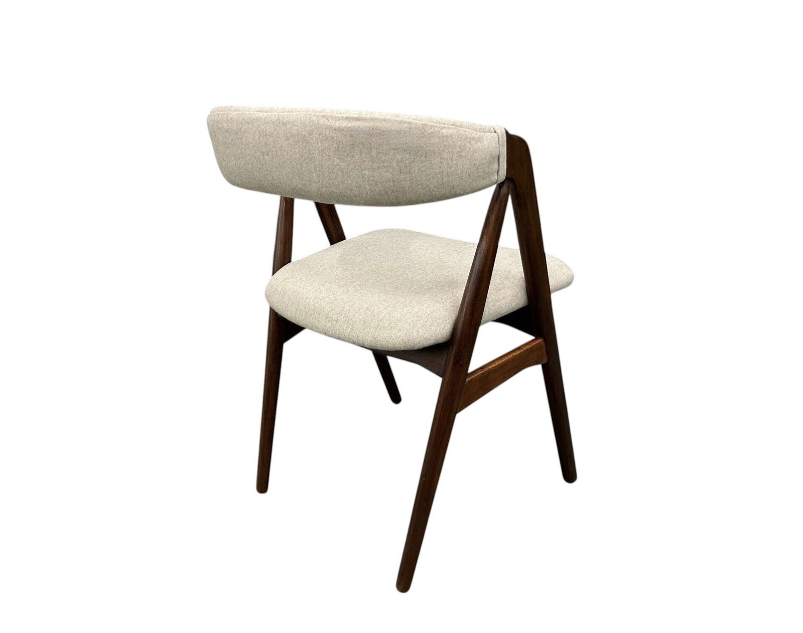 photo vinterior Danish Thomas Harlev For Farstrup Model 205 Teak & Cream Wool Dining Desk Chair Mid Century 1950s