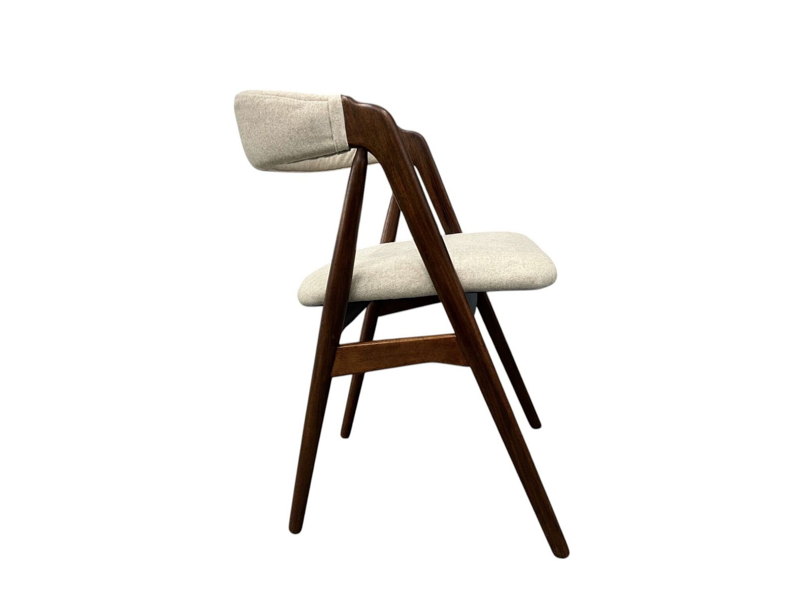 photo vintage Danish Thomas Harlev For Farstrup Model 205 Teak & Cream Wool Dining Desk Chair Mid Century 1950s