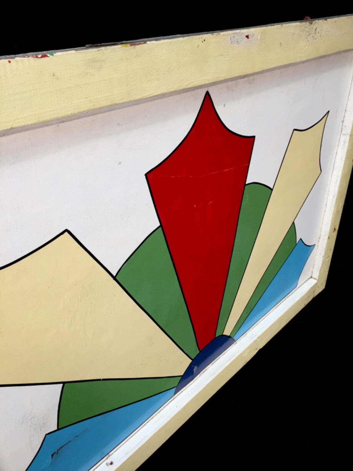 Vintage Hand Painted Colourful Salvaged Fairground Ride Board Sign C.1970 photo furniture