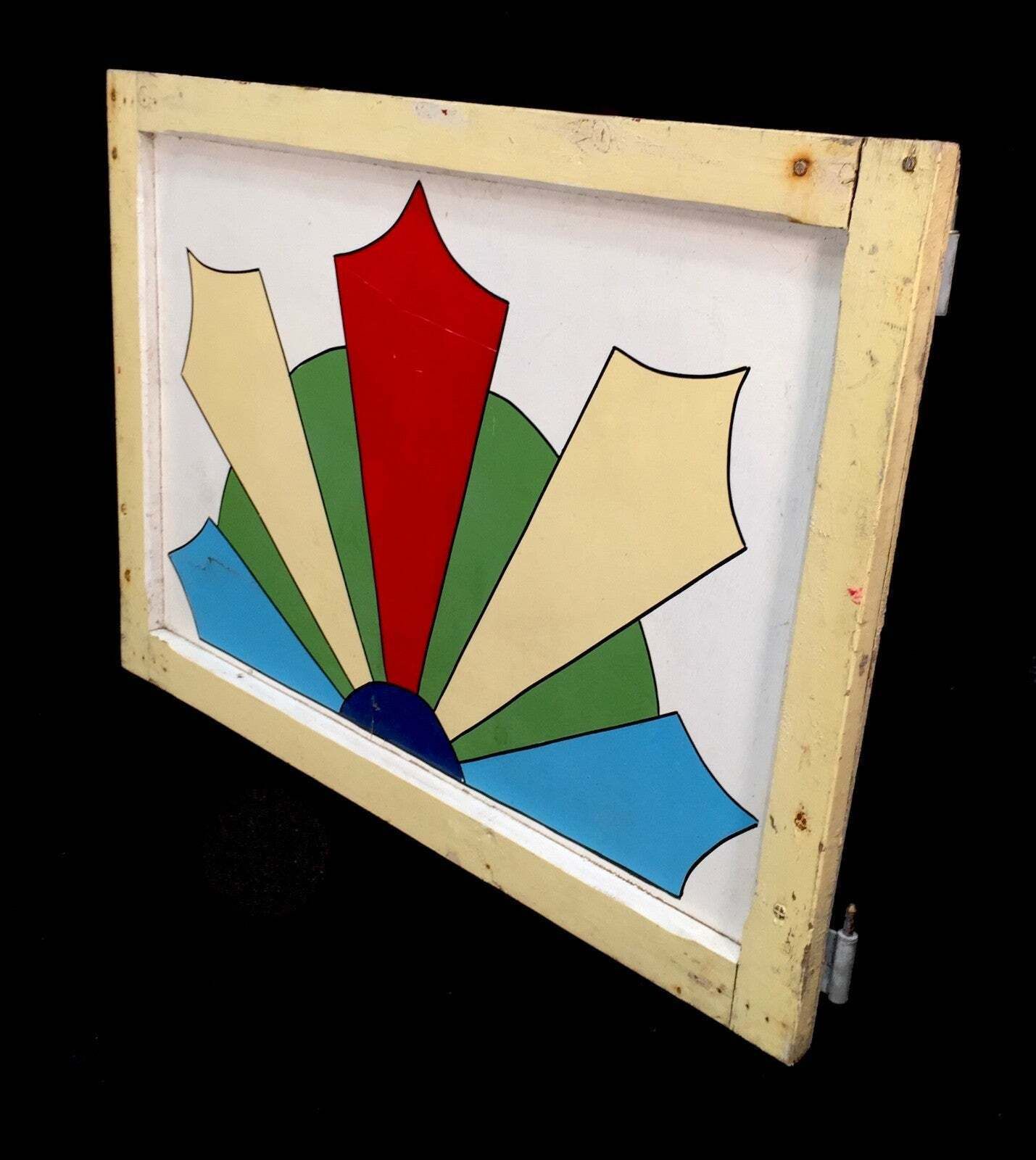 Vintage Hand Painted Colourful Salvaged Fairground Ride Board Sign C.1970 photo for sale