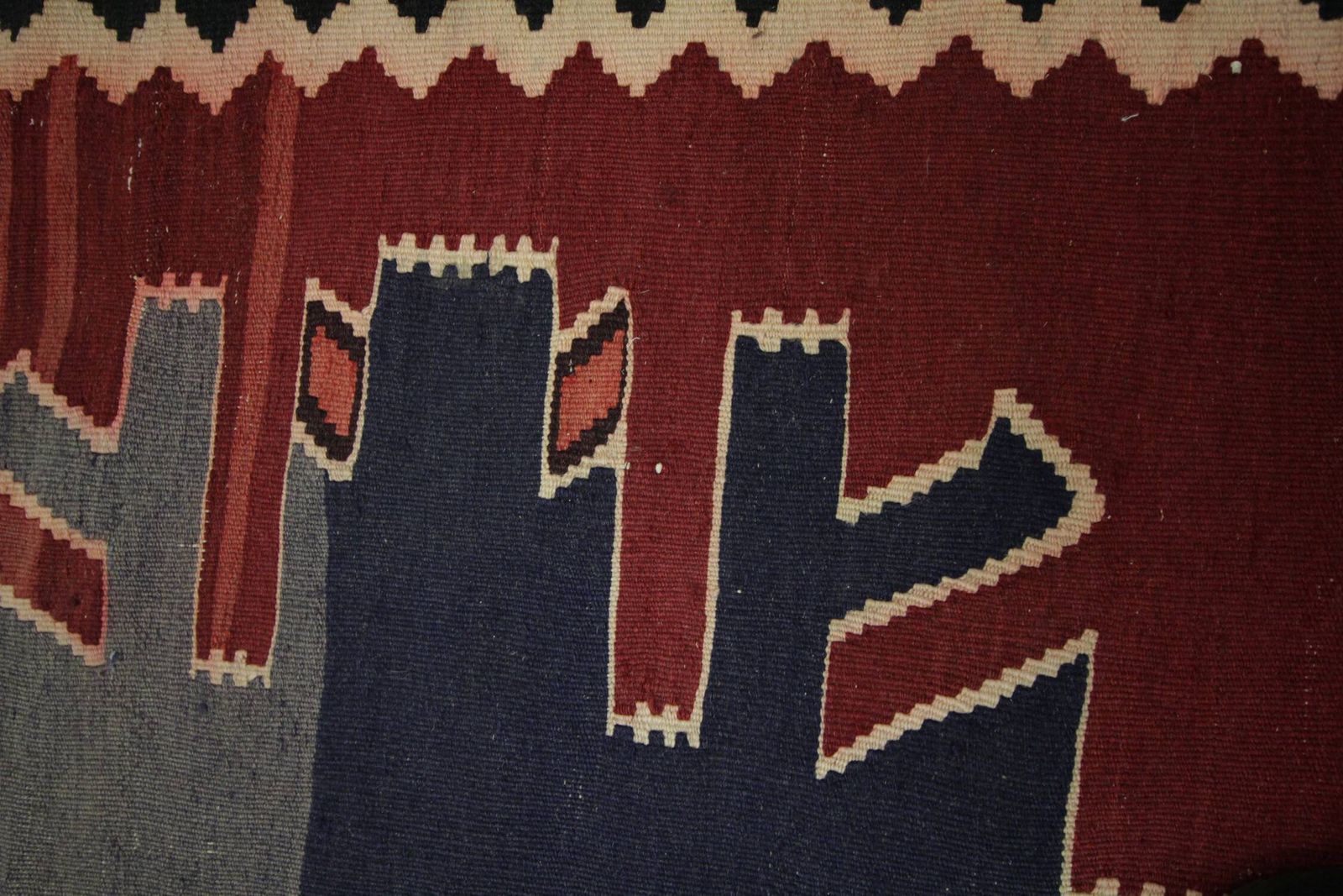 Kilim Rug In Grey And Burgundy Wool, 1970s photo buy