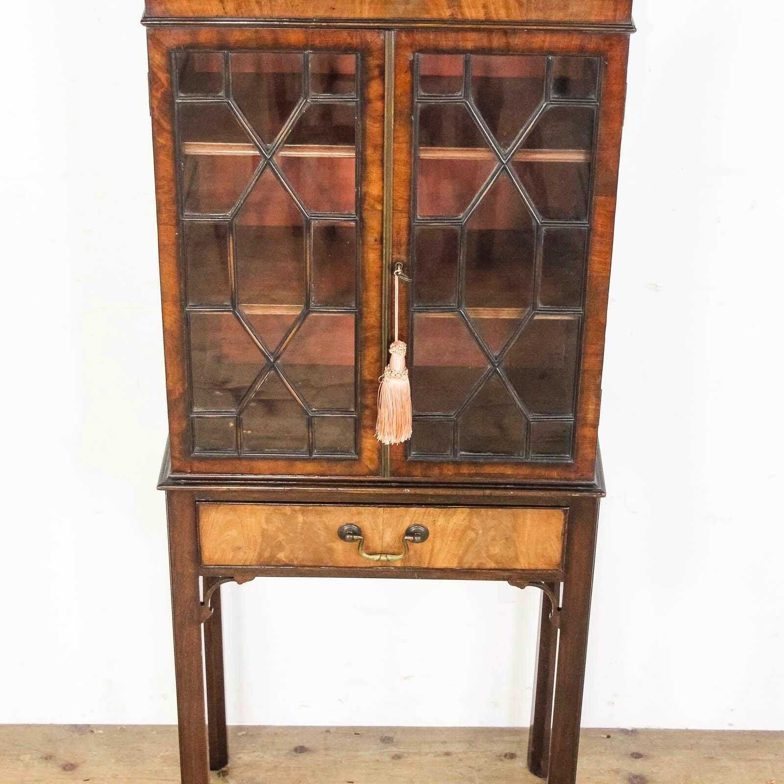 Small Antique Glazed Display Cabinet | Antiques | Antique Cabinet | Antique Storage | Display Cabinet (M 6472) photo vintage