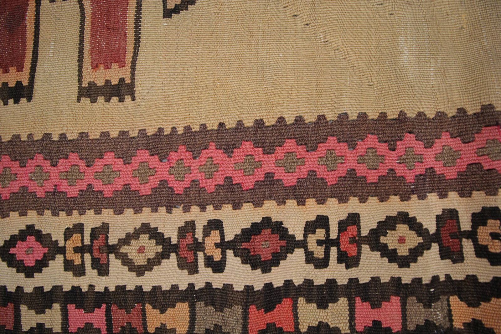 Vintage Kilim Rug 1980s Beige Terracotta Wool Flat Weave 290 X 175 Cm photo vinterior