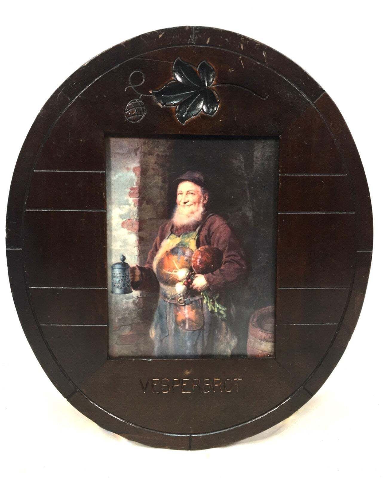 Antique Pair Of German Black Forest Wooden Picture Frames With Prints Of Art photo for sale