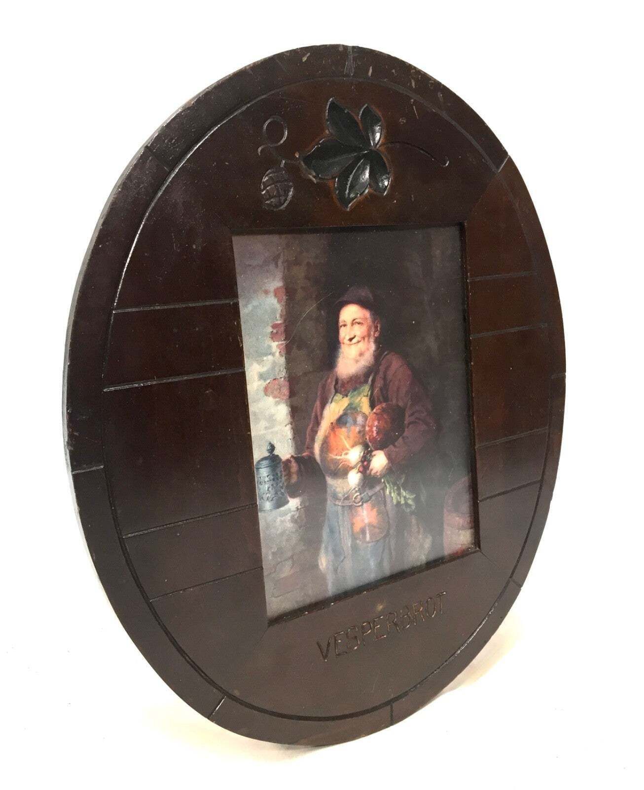 Antique Pair Of German Black Forest Wooden Picture Frames With Prints Of Art photo vinterior