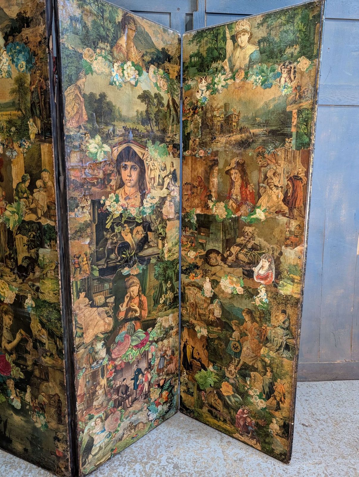 Colourful & Poignant Victorian Scrap Screen photo furniture