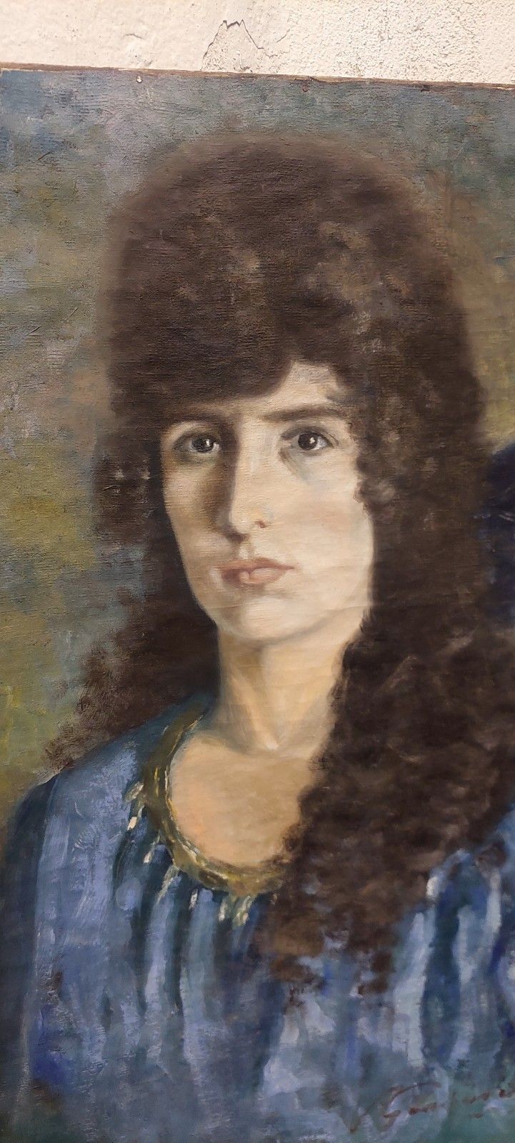Painting On Canvas Portrait Woman 1930s Signed photo buy