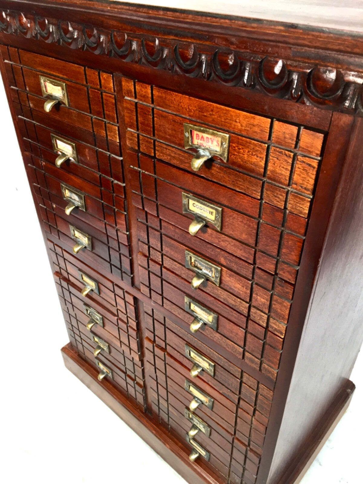 Antique Large Wooden Apothecary Drawer Unit / Storage Filing Cabinet Chest C1900 photo vintage