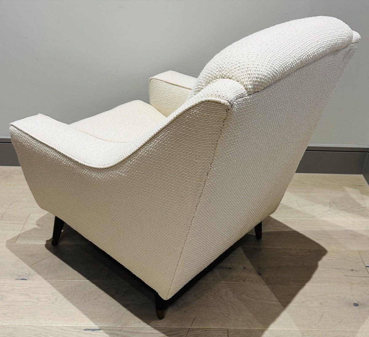 Pair Of 1950s French Cream Boucle & Brass Legs Lounge Armchairs photo 2250.0