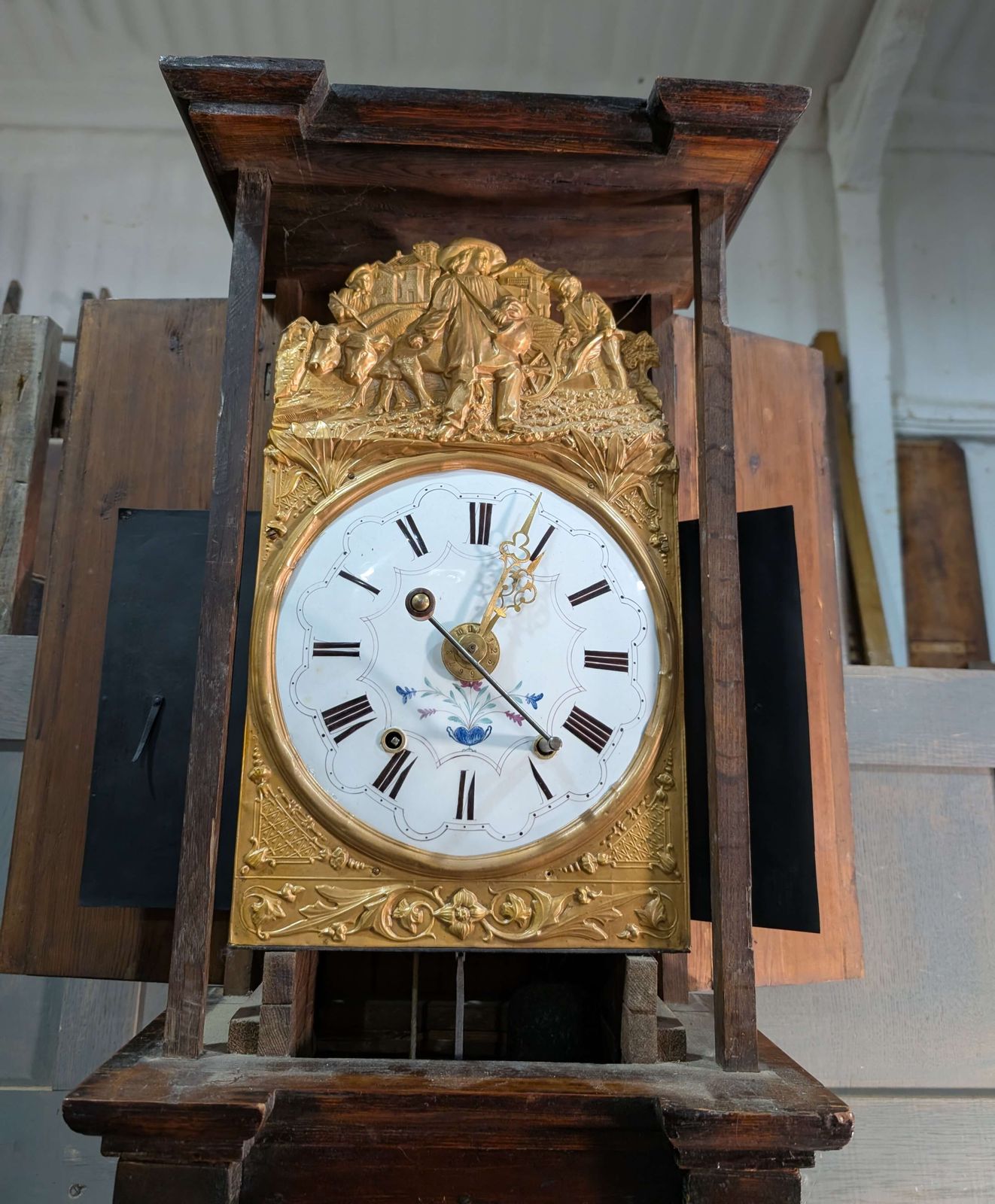 Home Decor Early 19th Century French Antique Pine Grandfather Clock photo