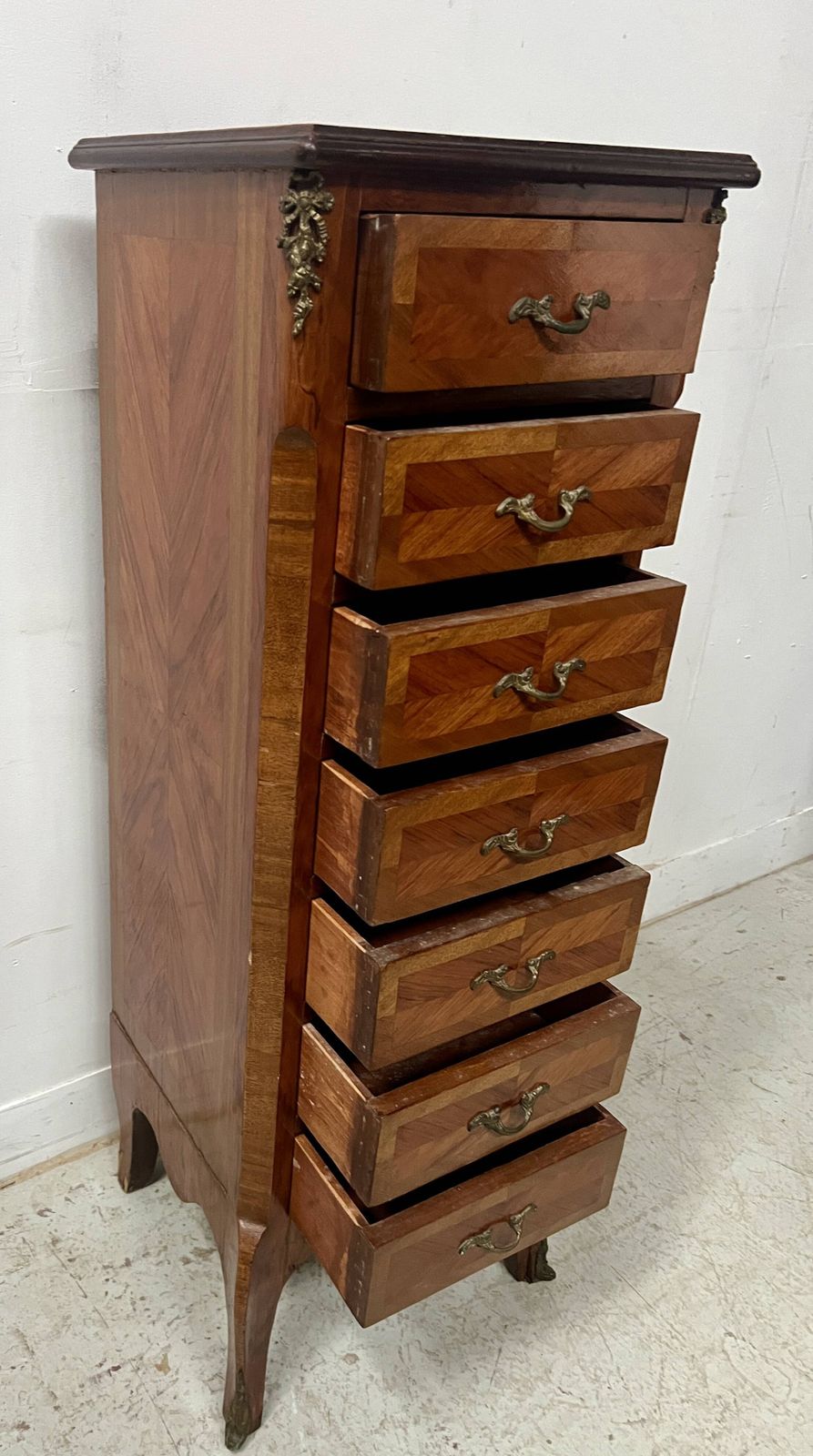 Louis XV Style Seven Day Chest In Rosewood Veneer 20th Century photo vintage