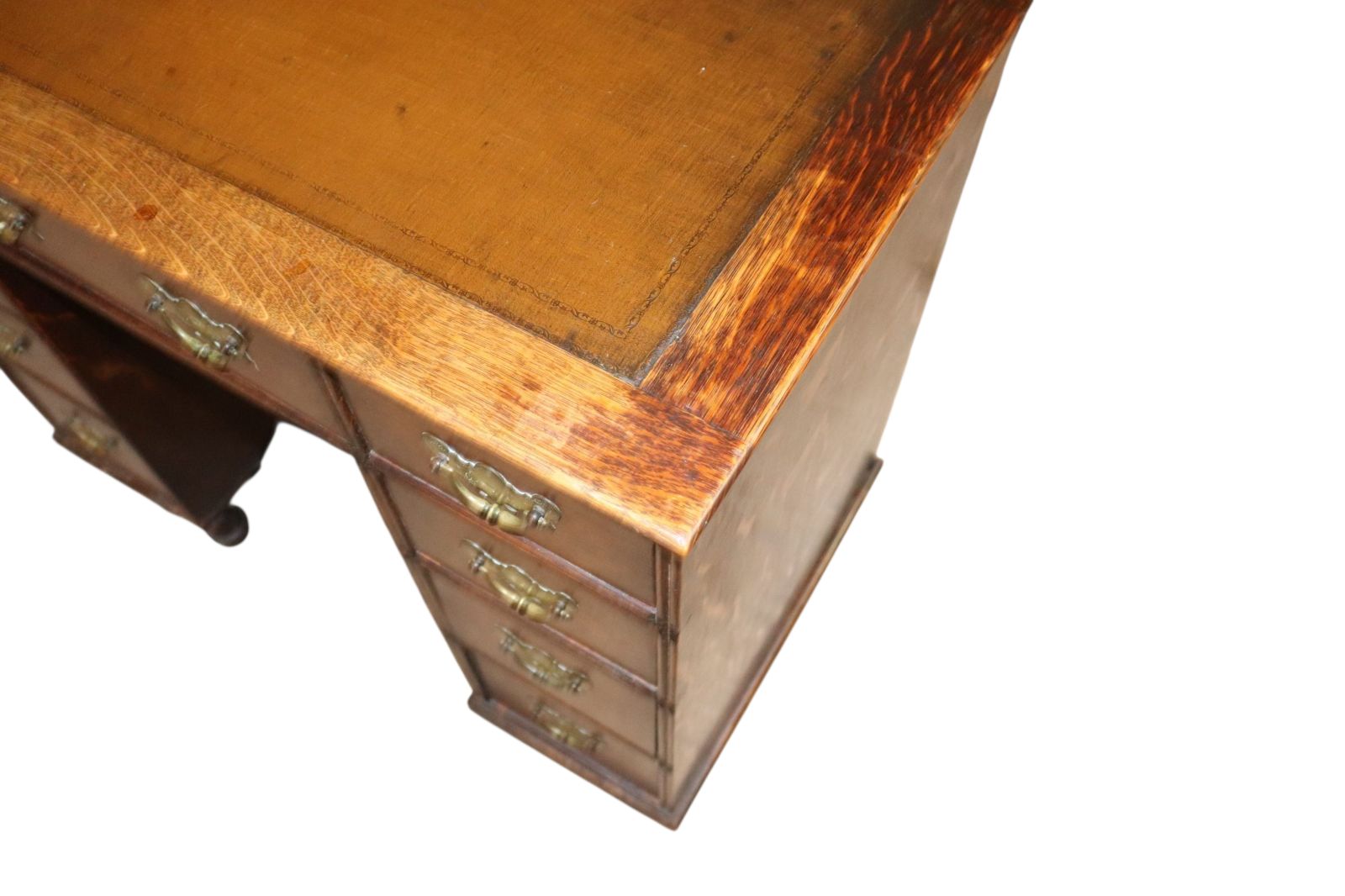 Antique George III Style Oak Small Knee Hole Writing Desk photo vintage