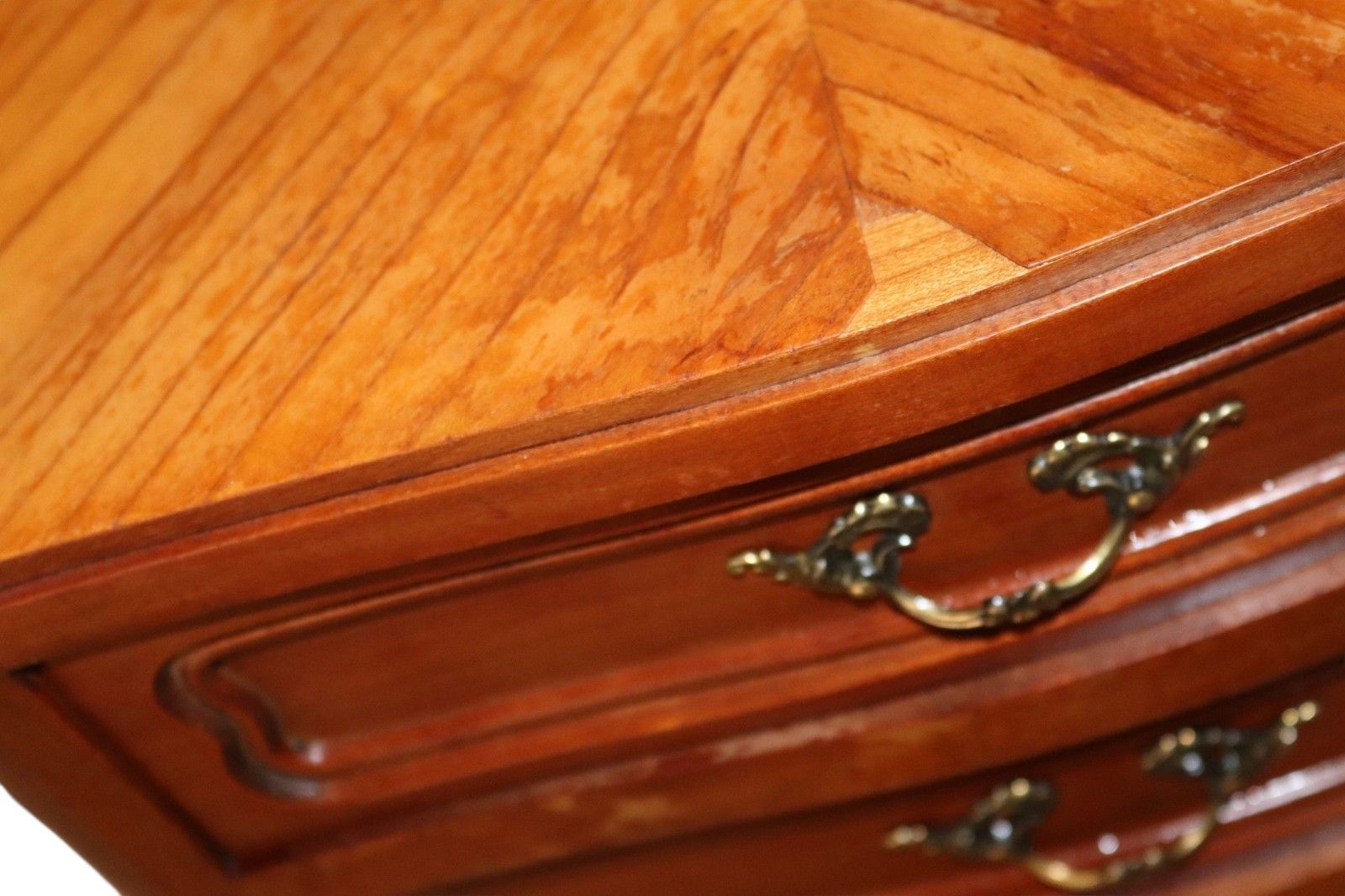 Pair Of Vintage French Walnut Louis XV Style Bedside Chests / Nightstands photo vintage